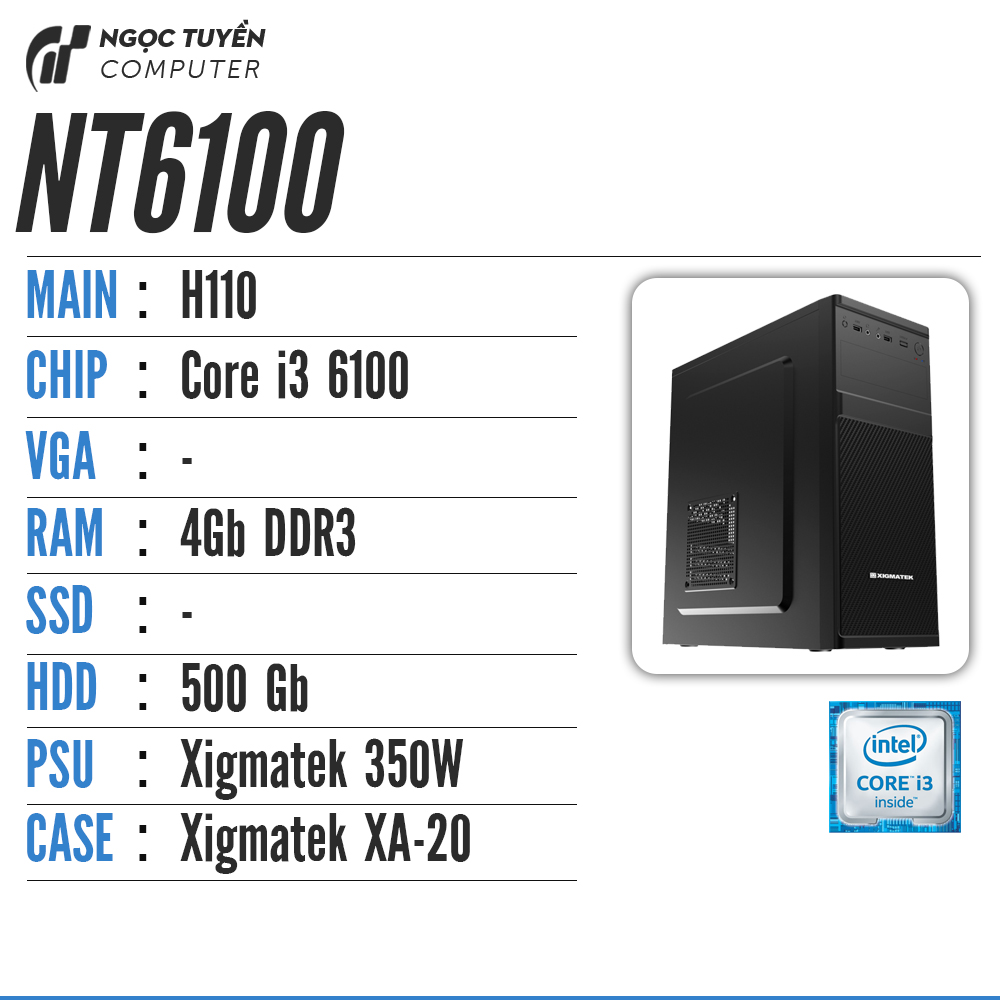 Trọn bộ máy tính main H110 core i3-6100 ram 4GB màn 18,5 inch
